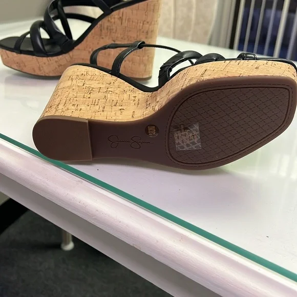 Black Strappy Wedge Sandals - Picture 5 of 5